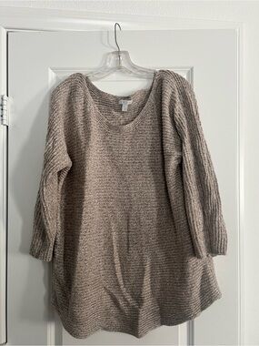 New York & Company Beige Chunky Knit Scoop Neck Sweater